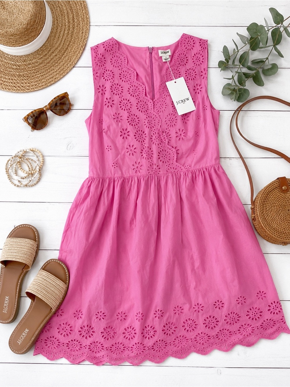 J. Crew Factory Pink Eyelet Mini Dress